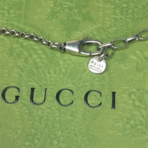 GUCCI Sterling Silver Ghost GG Monogram Necklace 21” Unisex NIB - Picture 6 of 17